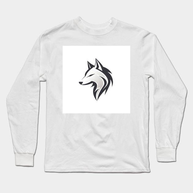 Frost Moon Wolf Shadow Long Sleeve T-Shirt by 2088DesignLab